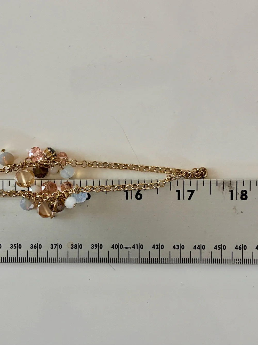LOFT Gold-Tone Long Necklace with Peach, Champagne and White Beads